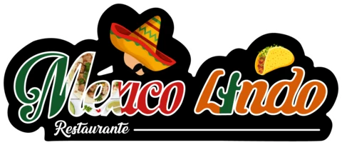 Mexico Lindo Restaurante logo: a sombrero and taco over a green, red and orange script wordmark
